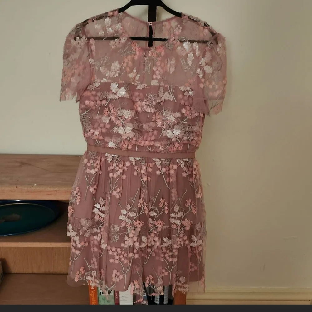 Self-Portrait Pink Tulle Minidress Size 6 - Picture 3 of 4